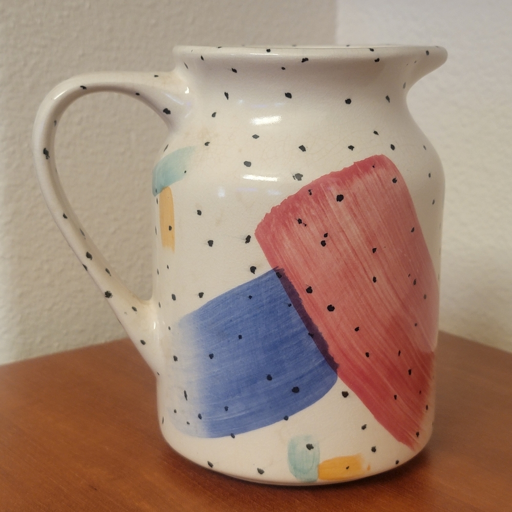 Vintage Guyroc Pottery Pitcher Watercolor Abstract Brushstrokes